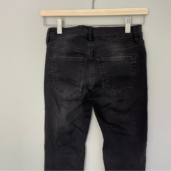 Free People Black High Waisted Button Fly Raw Hem Jeans SIZE 25 - Picture 2 of 8